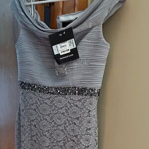 JS Boutique Silver Lace Prom Dress